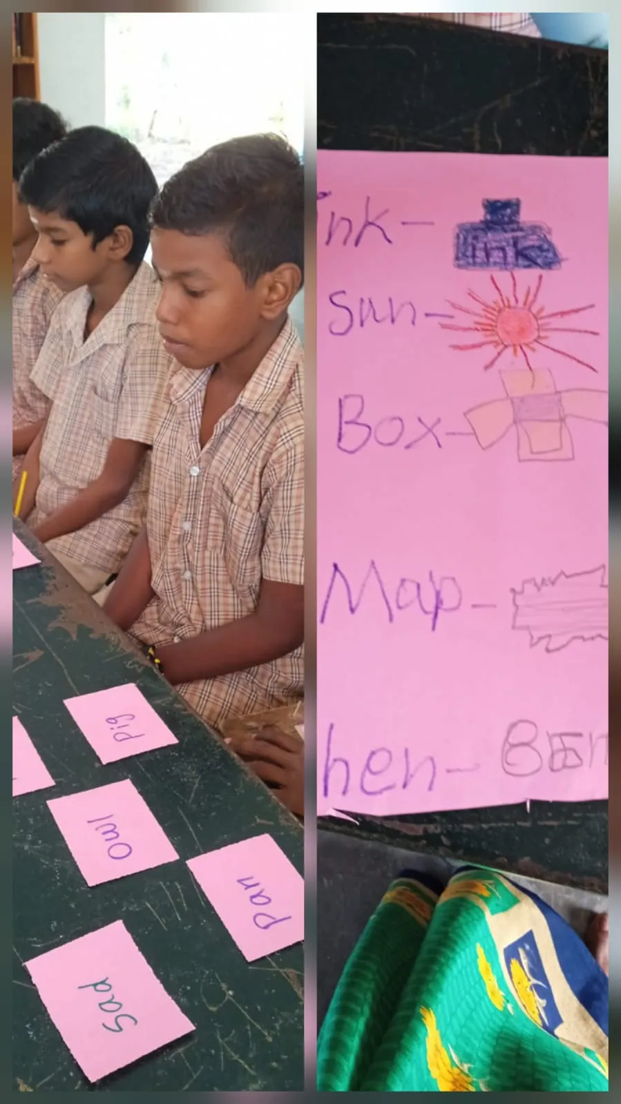 An English learning session at Government Higher Secondary School, Radhanarasimmapuram